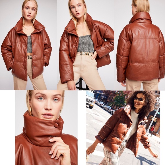 NWT Free People leather puffer jacket - Picture 3 of 8